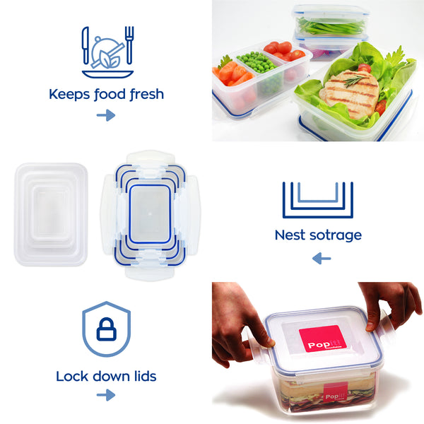 Sandwich Bread Box & Lettuce Container w/Tray + 2 Snack Containers