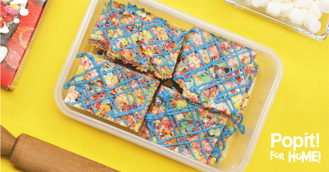 Fruity Pebbles Treats with Choco Chip Frosting