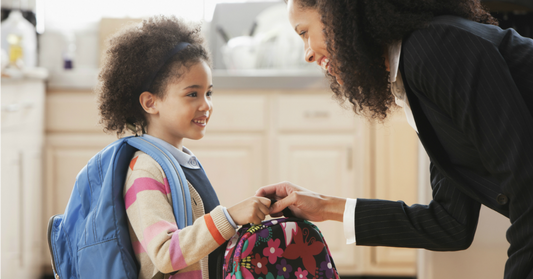 Woman about to send her kid to school