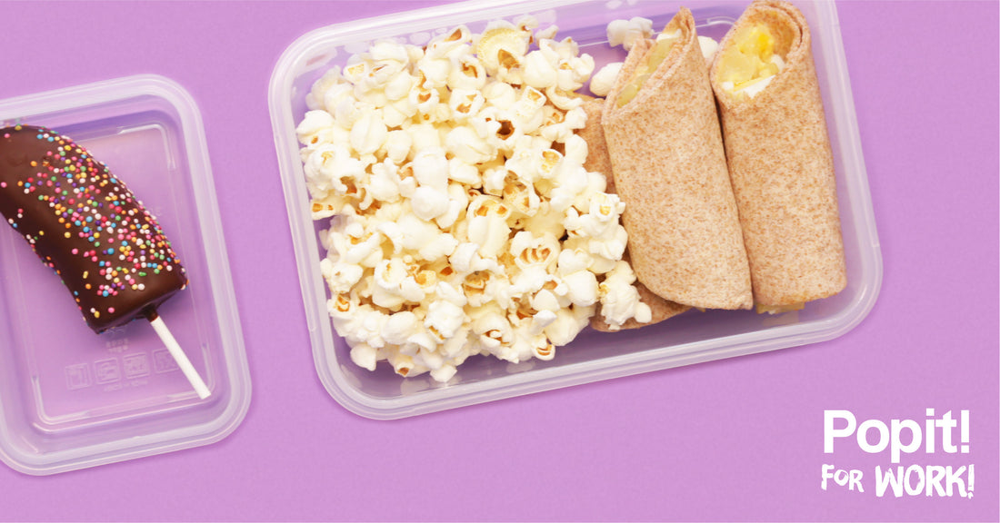 Potato Salad Wrap, Air Popped Popcorn &amp; Choco Banana