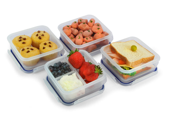 Youngever 8 Pack 4-Compartment Reusable Snack Box Food Containers, Bento  Lunch Box, Meal Prep Containers, Divided Food Storage Containers (Rainbow