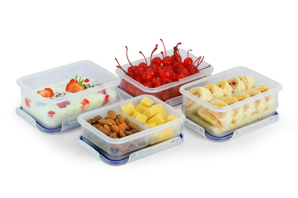 Youngever 8 Pack 4-Compartment Reusable Snack Box Food Containers, Bento  Lunch Box, Meal Prep Containers, Divided Food Storage Containers (Rainbow
