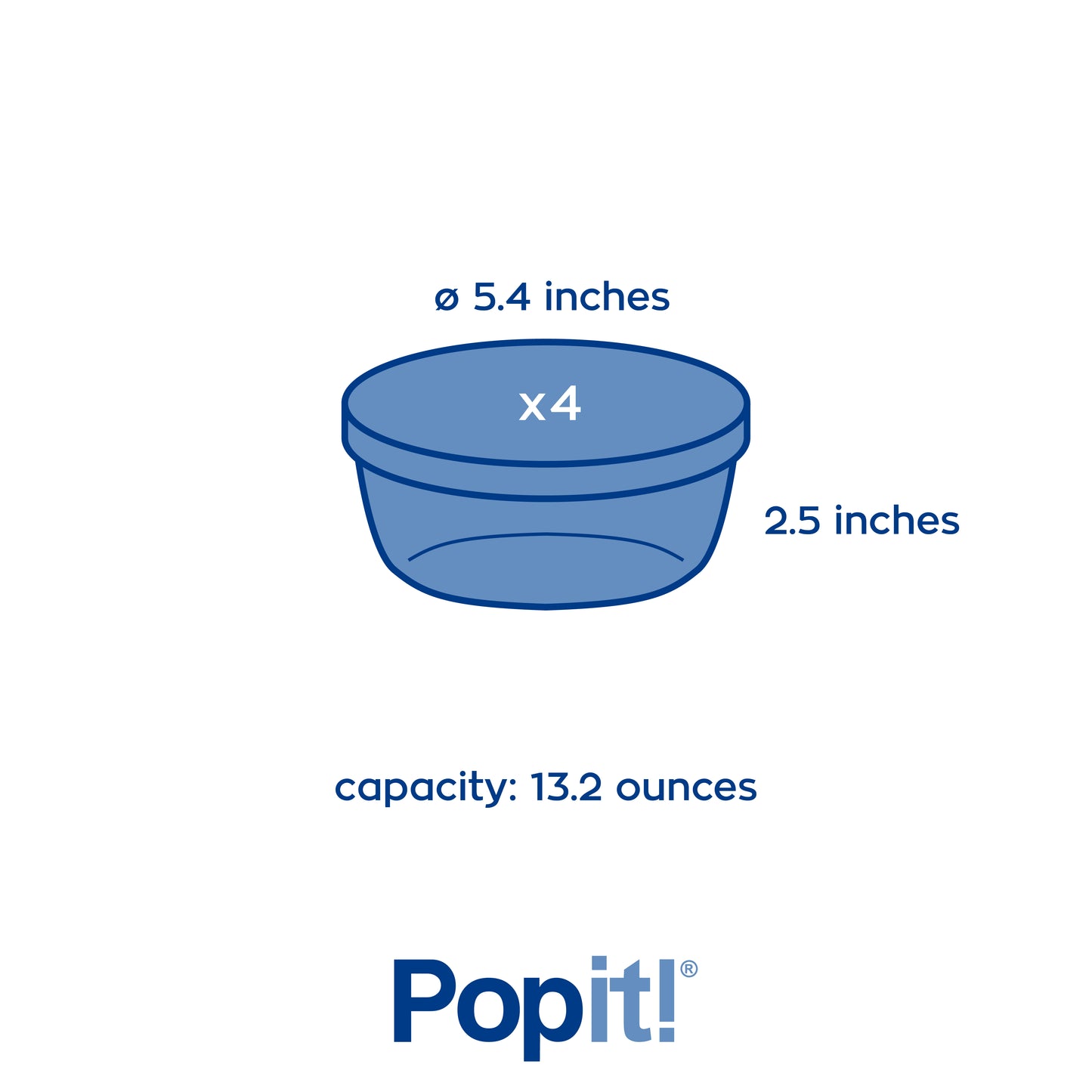Round Food Container Meal Prep Set 4 x 1.65 Cup Containers