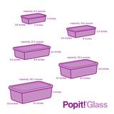 5+5 Rectangular Popit! Glass Set - Airtight, Freezer & Oven Safe Borosilicate Glass