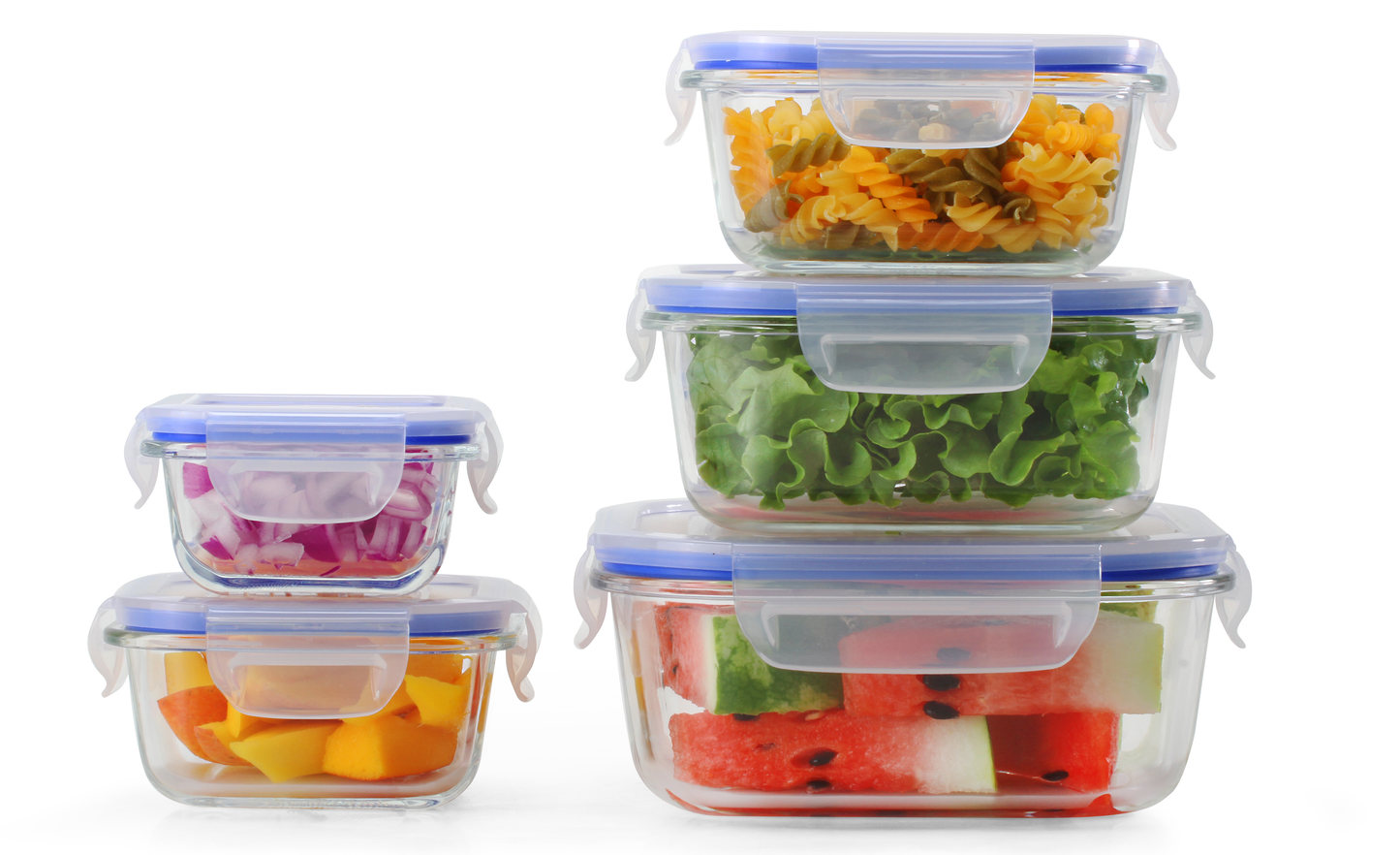 5+5 Square Popit! Glass Set - Airtight, Freezer & Oven Safe Borosilicate Glass