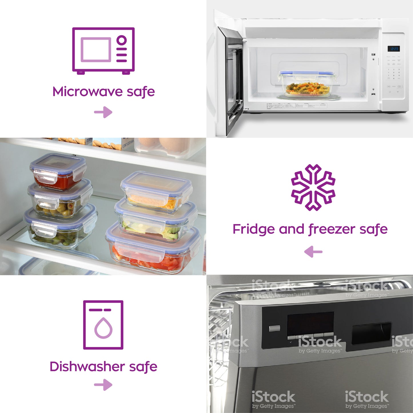 5+5 Square Popit! Glass Set - Airtight, Freezer & Oven Safe Borosilicate Glass